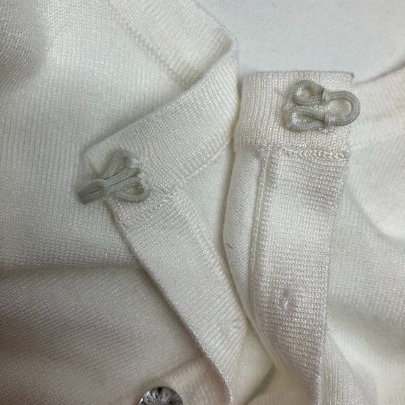 New York & Company white cropped 3/4 sleeve cardigan rhinestone buttons size M - Picture 3 of 5